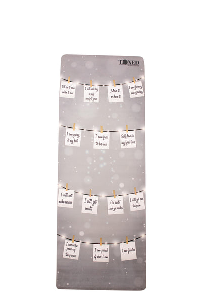 Custom made yoga mat design with affirmation notes