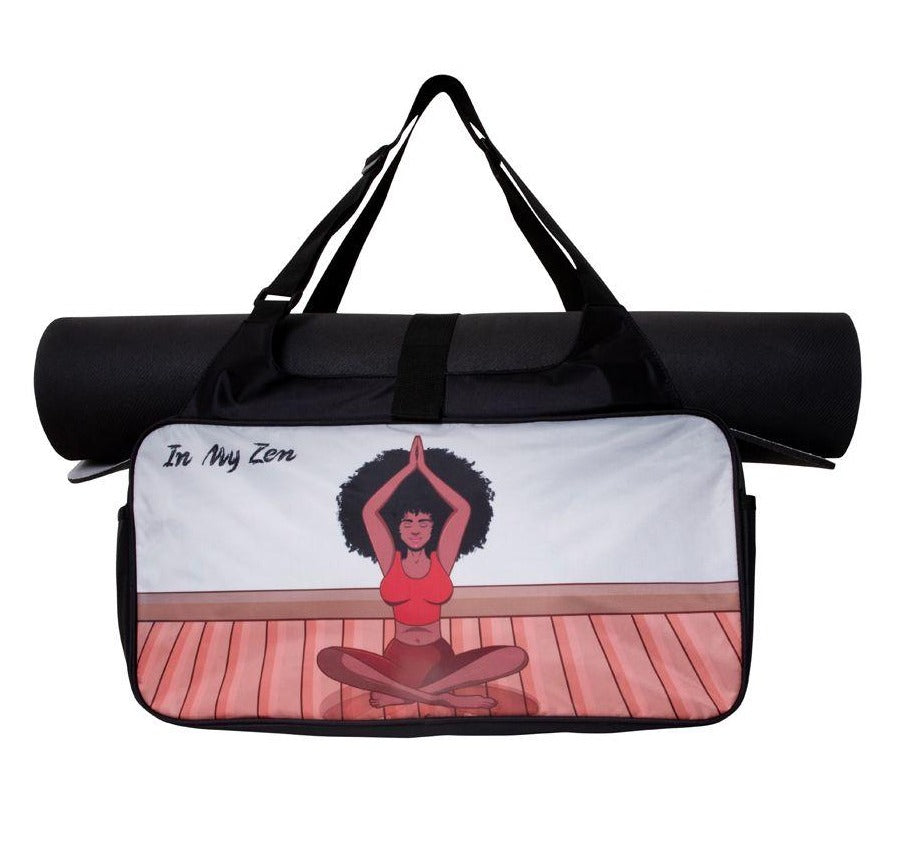 Custom made yoga bag design of woman in yoga pose