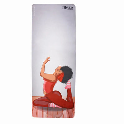 Custom made yoga mat design with woman in yoga pose