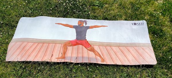 Custom made yoga mat design of man in yoga pose