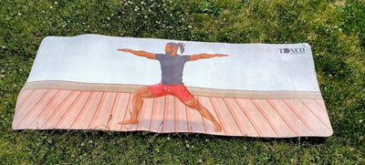 Custom made yoga mat design of man in yoga pose