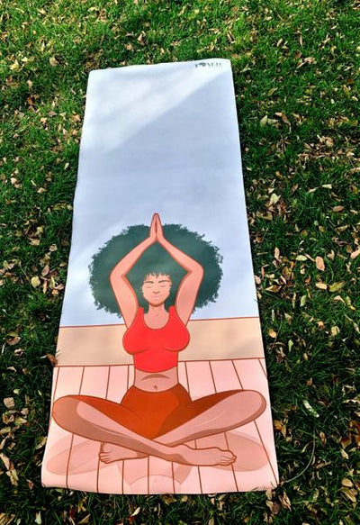 Custom made yoga mat design of woman in yoga pose